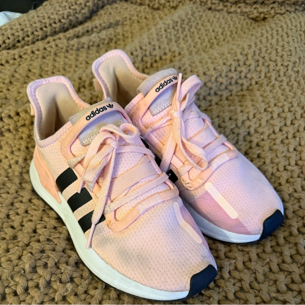 Adidas Light Pink Running Shoes with Black Accents